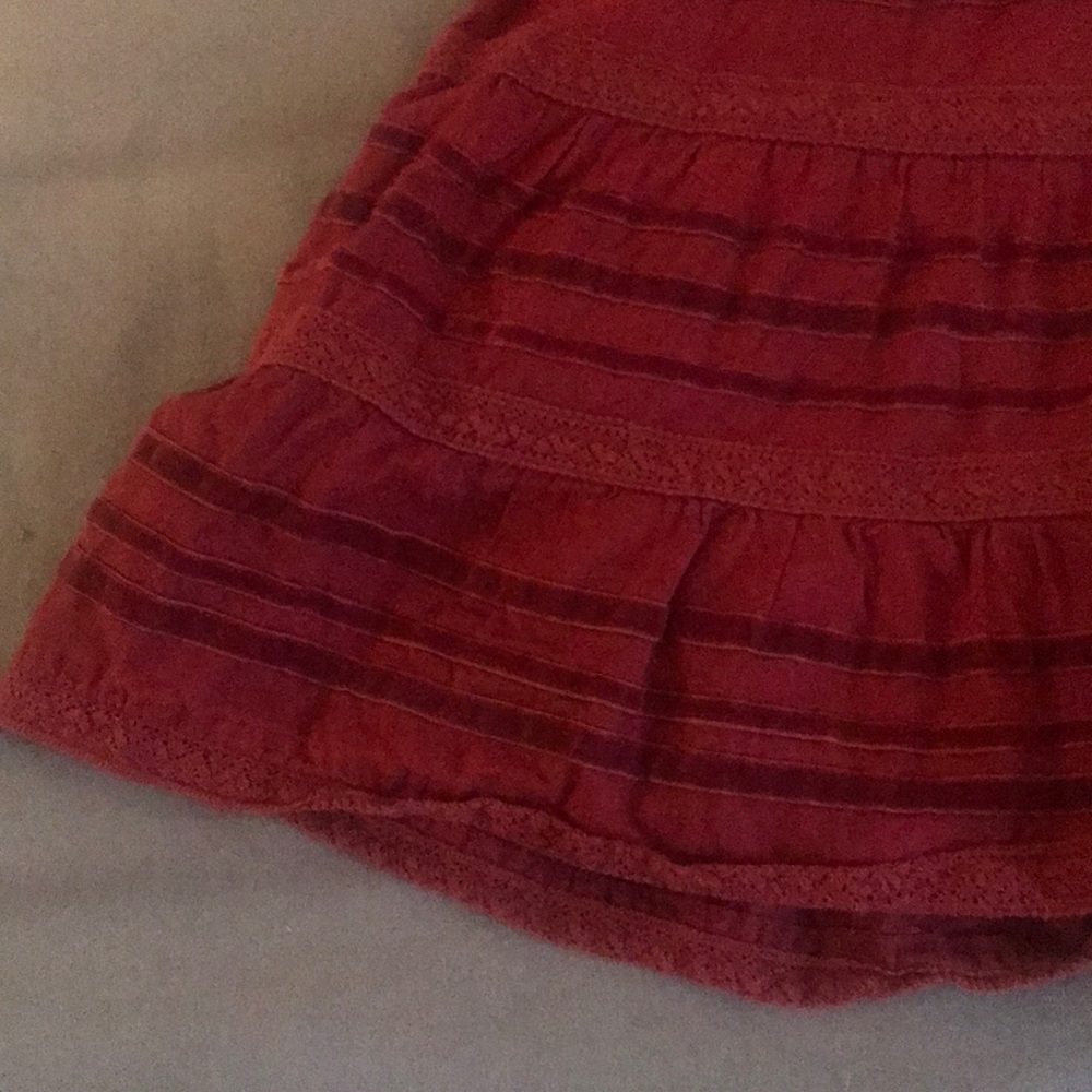 Red Skirt with Red Velvet & Crochet Trim